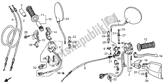 Tutte le parti per il Maniglia Leva E Interruttore E Cavo del Honda XL 1000 VA 2009