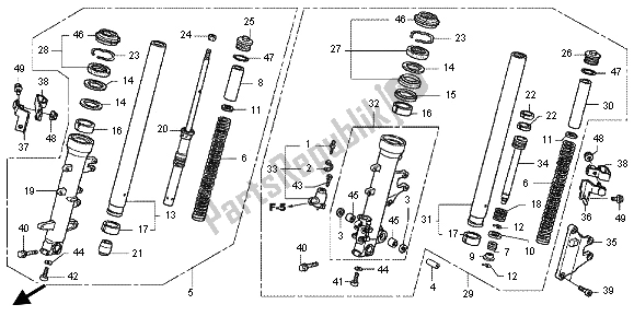 Alle onderdelen voor de Voorvork van de Honda GL 1800 2012