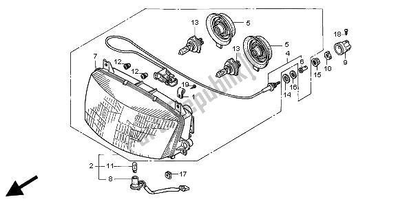 All parts for the Headlight (eu) of the Honda ST 1100 1997