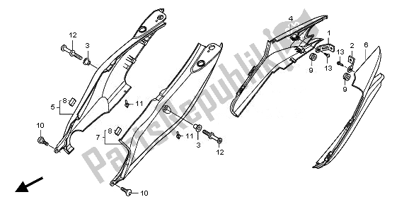 All parts for the Rear Cowl of the Honda CBF 1000 FTA 2010