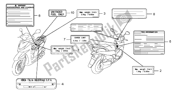 Todas las partes para Etiqueta De Precaución de Honda SH 300A 2007