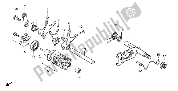 All parts for the Gear Shift Drum of the Honda XR 600R 1998