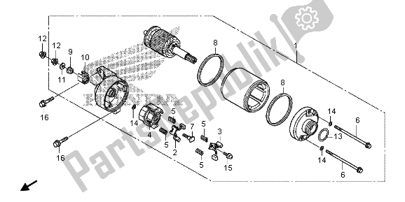 All parts for the Starting Motor of the Honda VFR 1200 XD 2012