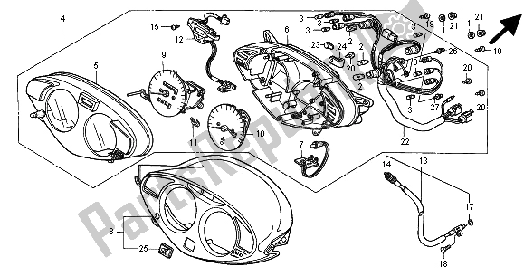 All parts for the Meter (kmh) of the Honda NT 650V 2000