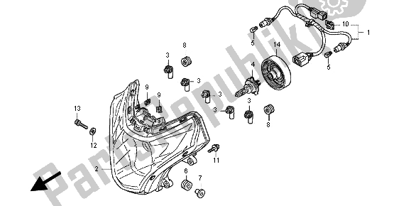All parts for the Headlight of the Honda CBR 600 FA 2012