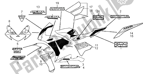 Todas las partes para Raya Y Marca (repsol) de Honda CBR 1000 RA 2013