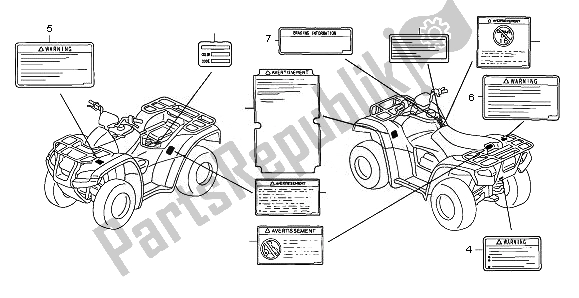 Tutte le parti per il Etichetta Di Avvertenza del Honda TRX 680 FA Fourtrax Rincon 2008