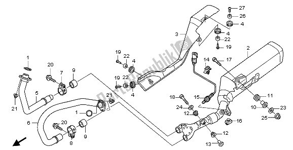 All parts for the Exhaust Muffler of the Honda NT 700V 2006