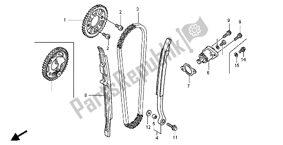 All parts for the Chain & Tensioner of the Honda CRF 450R 2004