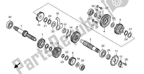 All parts for the Transmission of the Honda ANF 125 2007