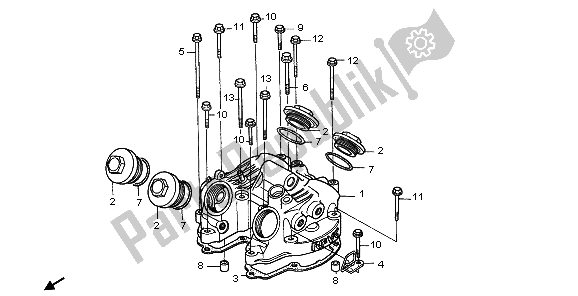 All parts for the Cylinder Head Cover of the Honda FMX 650 2007