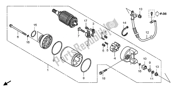 All parts for the Starter Motor of the Honda NSA 700A 2008