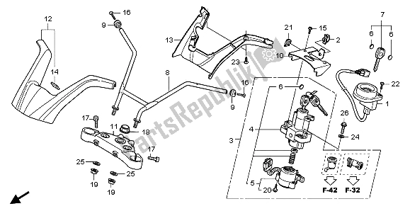 Todas las partes para Manejar Tubo Y Puente Superior de Honda NSA 700A 2009