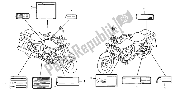 Tutte le parti per il Etichetta Di Avvertenza del Honda VT 125C 2006