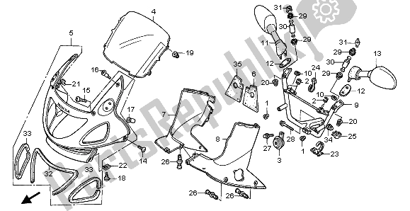 All parts for the Upper Cowl of the Honda NT 650V 1999