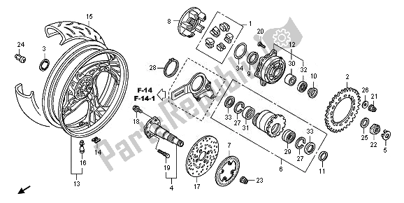 Todas las partes para Rueda Trasera de Honda CB 1000 RA 2010