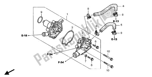 All parts for the Water Pump of the Honda NT 700V 2010