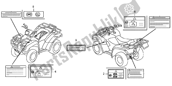 All parts for the Caution Label of the Honda TRX 500 FE Foretrax Foreman ES 2012