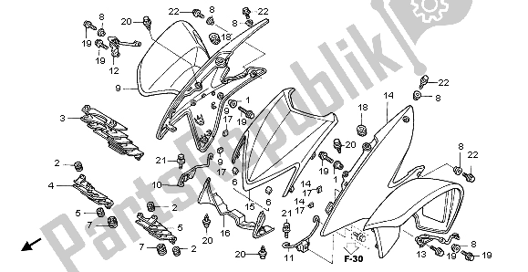 All parts for the Front Fender of the Honda TRX 450R Sportrax 37 KW TE 30U Australia 2004