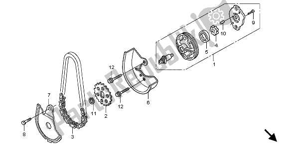 All parts for the Oil Pump of the Honda PES 150 2006