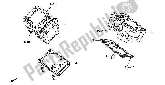 All parts for the Cylinder of the Honda NT 700V 2008