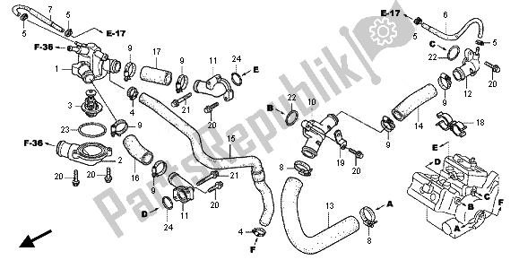 All parts for the Water Hose of the Honda VFR 800X 2011