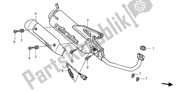 All parts for the Exhaust Muffler of the Honda NPS 50 2008