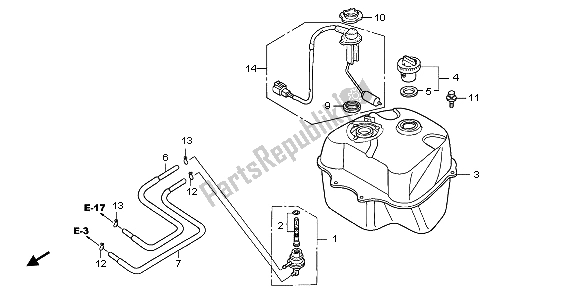 All parts for the Fuel Tank of the Honda SCV 100F 2007