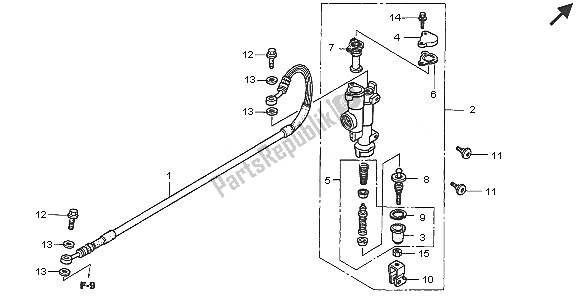 All parts for the Rr. Brake Master Cylinder of the Honda CR 250R 2005