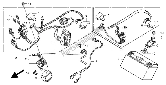 All parts for the Battery of the Honda CBF 600 NA 2010