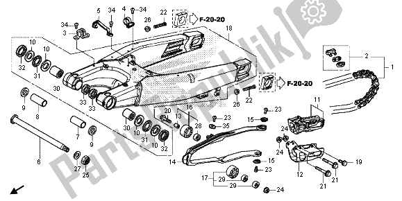 All parts for the Swingarm of the Honda CRF 450R 2013