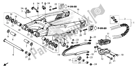 All parts for the Swingarm of the Honda CRF 450R 2013