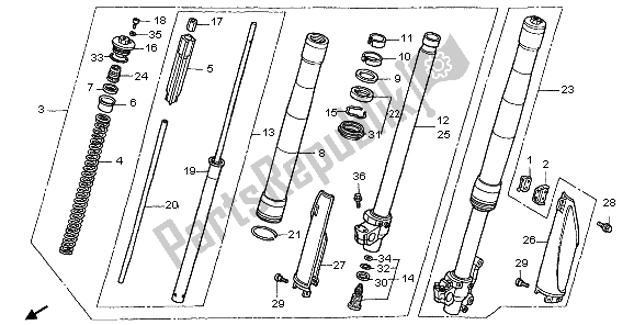 Todas las partes para Tenedor Frontal de Honda CR 125R 1998