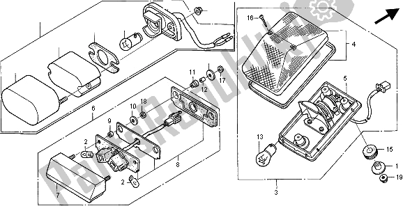 Tutte le parti per il Fanale Posteriore del Honda XR 250R 1996