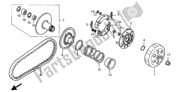 All parts for the Driven Face of the Honda NPS 50 2006