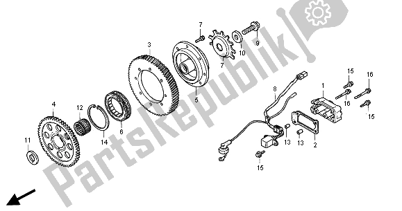 All parts for the Starting Clutch of the Honda ST 1100 2001