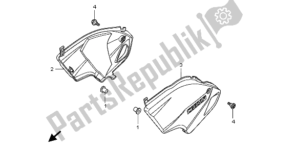 All parts for the Side Cover of the Honda CB 600F3A Hornet 2009