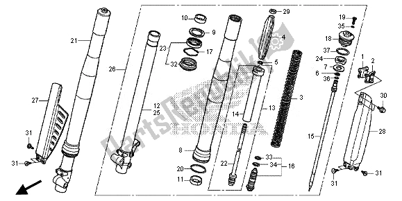 All parts for the Front Fork of the Honda CRF 150 RB LW 2014