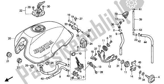 All parts for the Fuel Tank of the Honda CB 1000F 1993