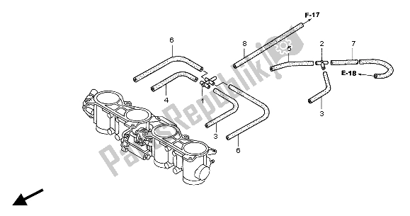 Tutte le parti per il Corpo Farfallato (tubo) del Honda CBR 600F 2004