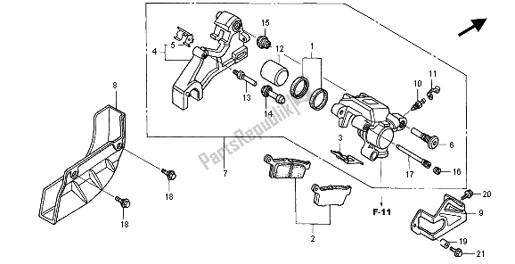 Wszystkie części do Zacisk Hamulca Tylnego Honda XR 250R 1996