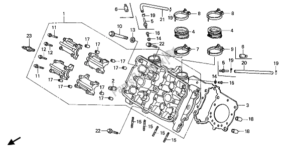 All parts for the Cylinder Head (front) of the Honda VFR 750F 1994