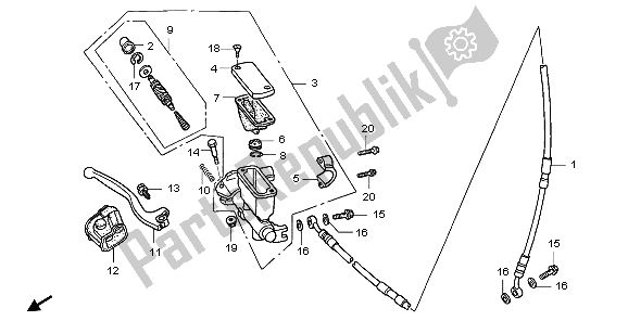 All parts for the Fr. Brake Master Cylinder of the Honda CR 250R 1998