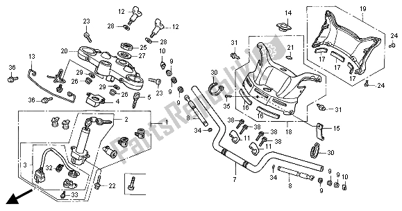 Wszystkie części do Uchwyt Rury I Górny Most Honda ST 1100 2000