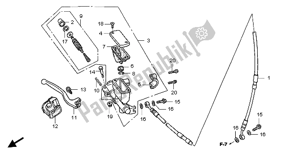 All parts for the Fr. Brake Master Cylinder of the Honda CR 125R 2007