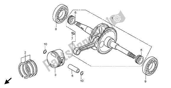 All parts for the Crankshaft & Piston of the Honda FES 125 2007