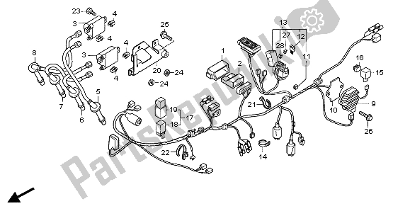 All parts for the Wire Harness of the Honda CBF 600S 2007