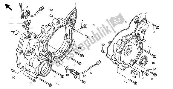 Tutte le parti per il Coperchio Del Carter Posteriore del Honda TRX 500 FA Fourtrax Foreman Rubicon 2008