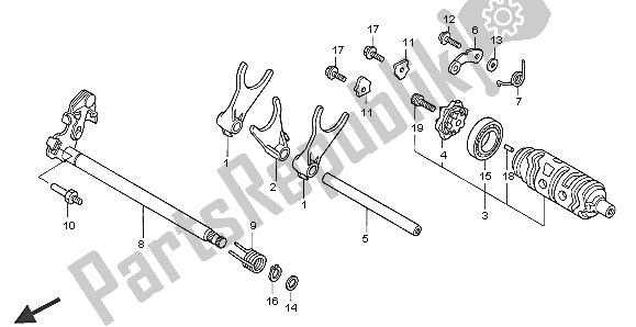 All parts for the Gearshift Drum of the Honda XL 1000V 2005