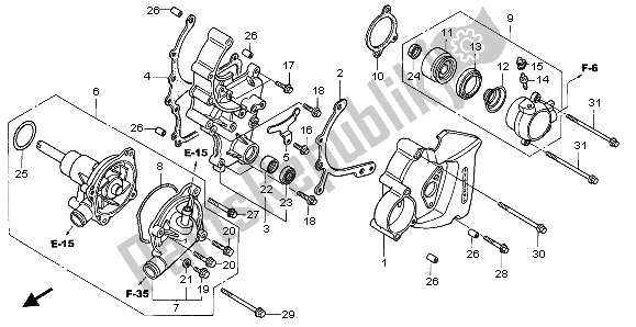 Tutte le parti per il L. Coperchio E Pompa Dell'acqua del Honda VFR 800 FI 1999